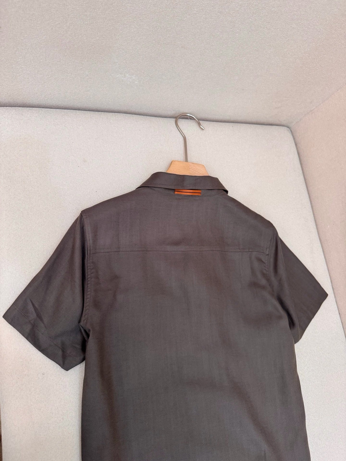 Brown Cotton Camp Collar Short-Sleeve - Men's