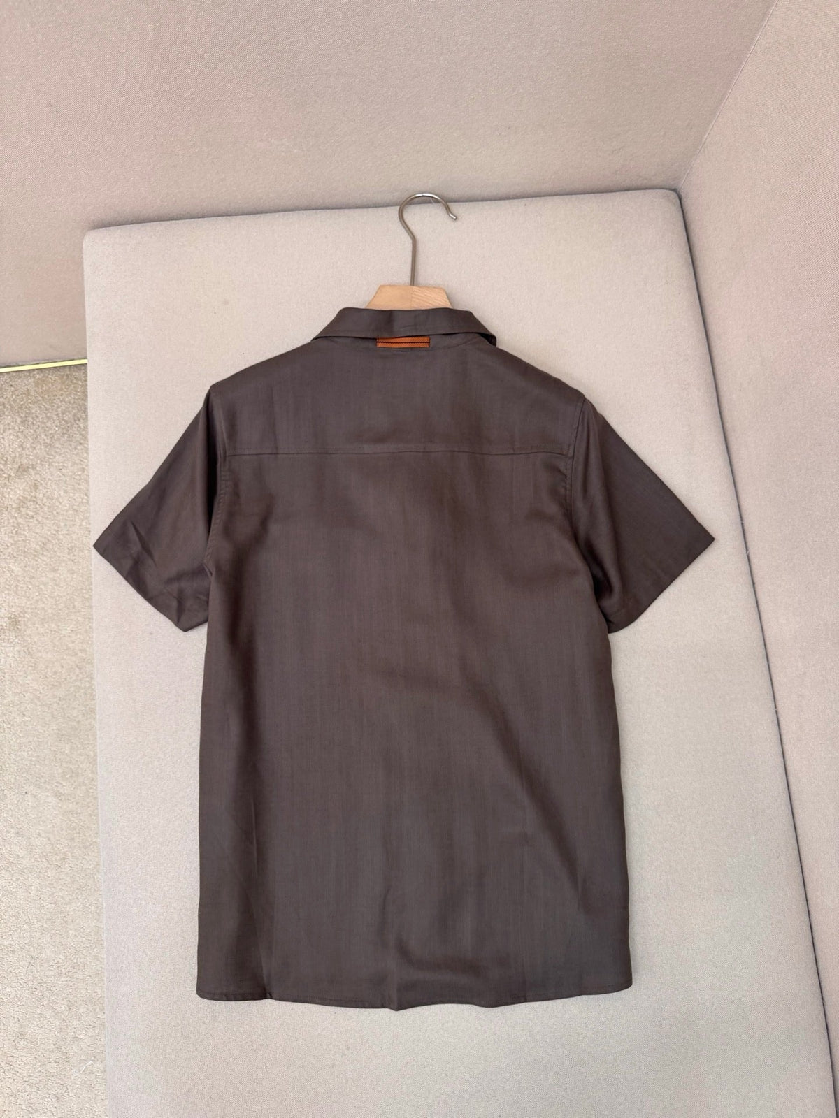 Brown Cotton Camp Collar Short-Sleeve - Men's