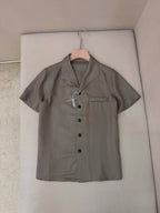 Brown Cotton Camp Collar Short-Sleeve - Men's