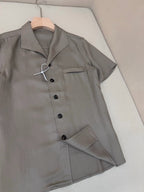 Brown Cotton Camp Collar Short-Sleeve - Men's