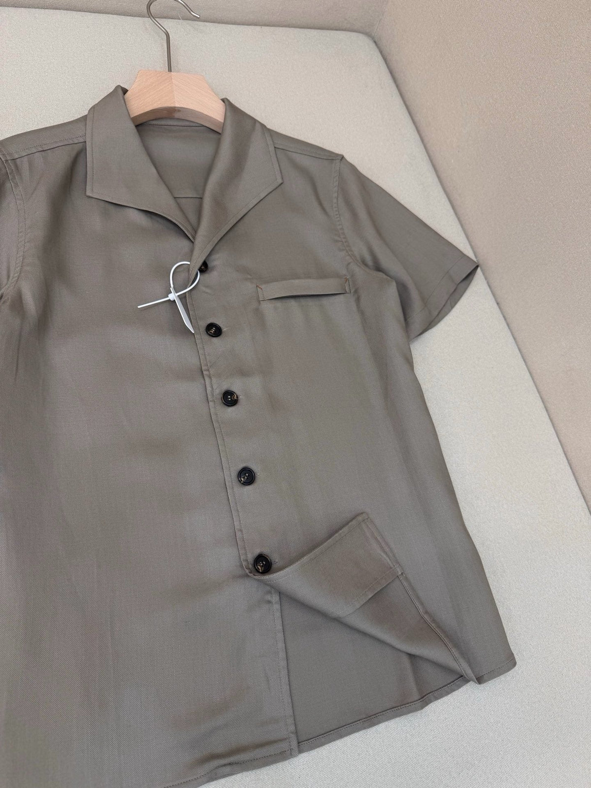 Brown Cotton Camp Collar Short-Sleeve - Men's
