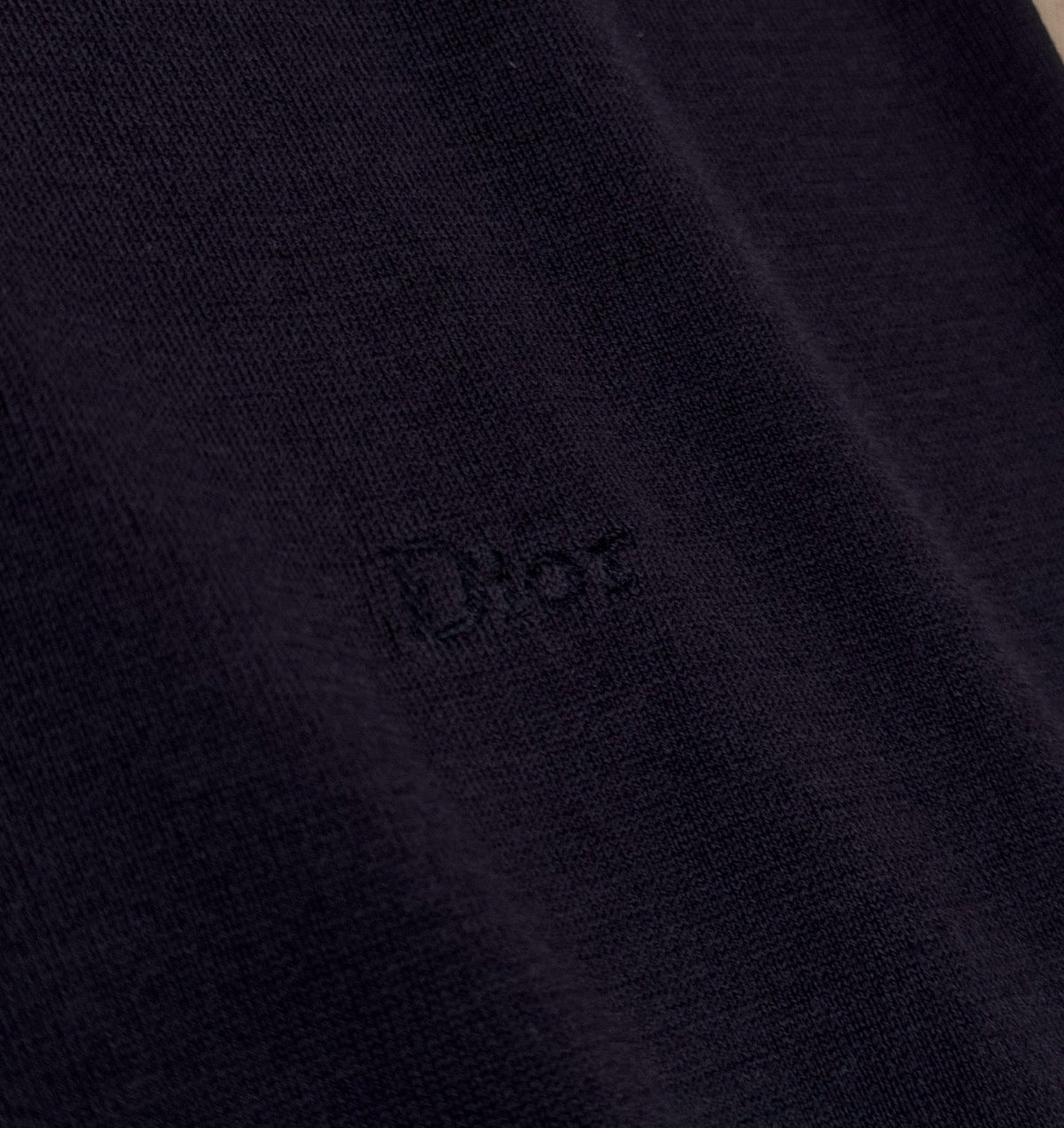 Navy Knit Plain Short-Sleeve - Men's