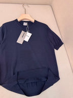 Navy Knit Plain Short-Sleeve - Men's