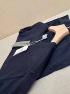 Navy Knit Plain Short-Sleeve - Men's