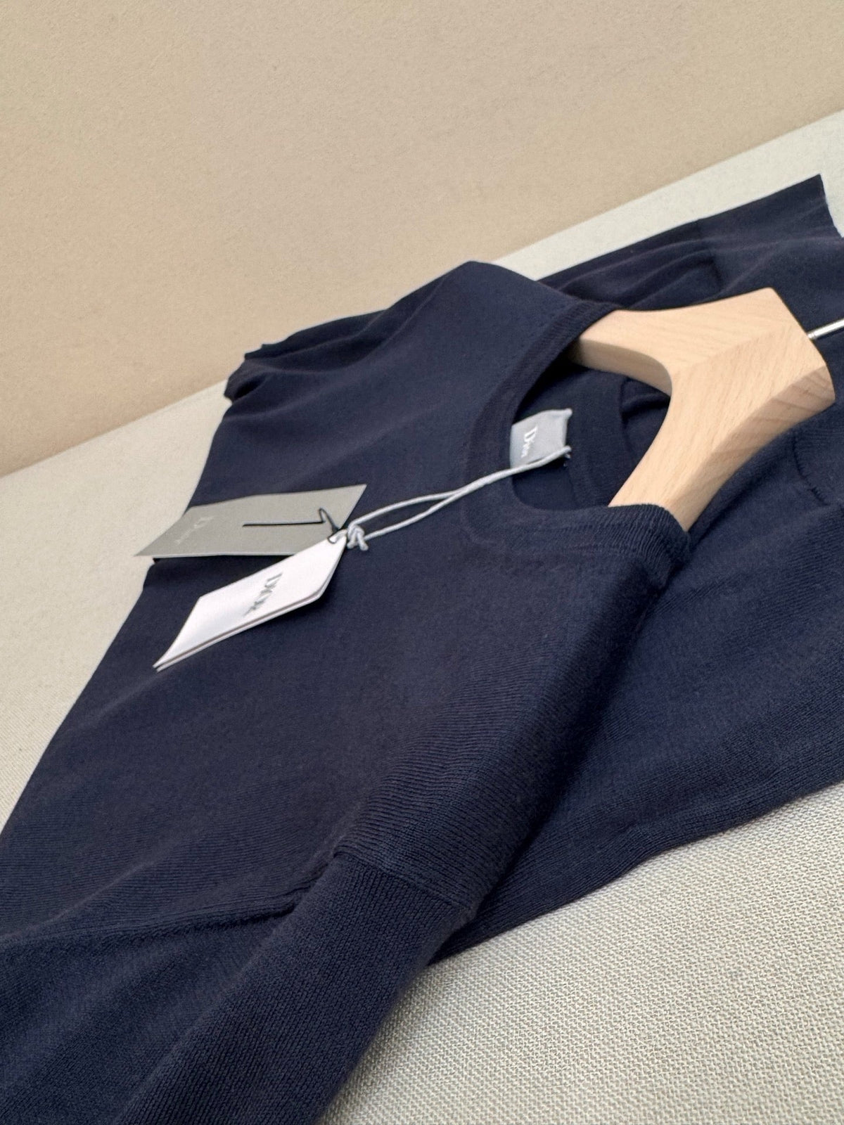 Navy Knit Plain Short-Sleeve - Men's