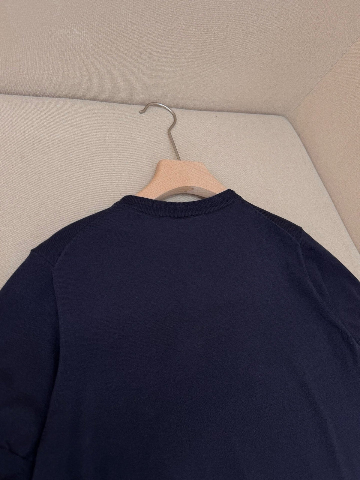 Navy Knit Plain Short-Sleeve - Men's