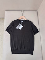 Navy Knit Plain Short-Sleeve - Men's