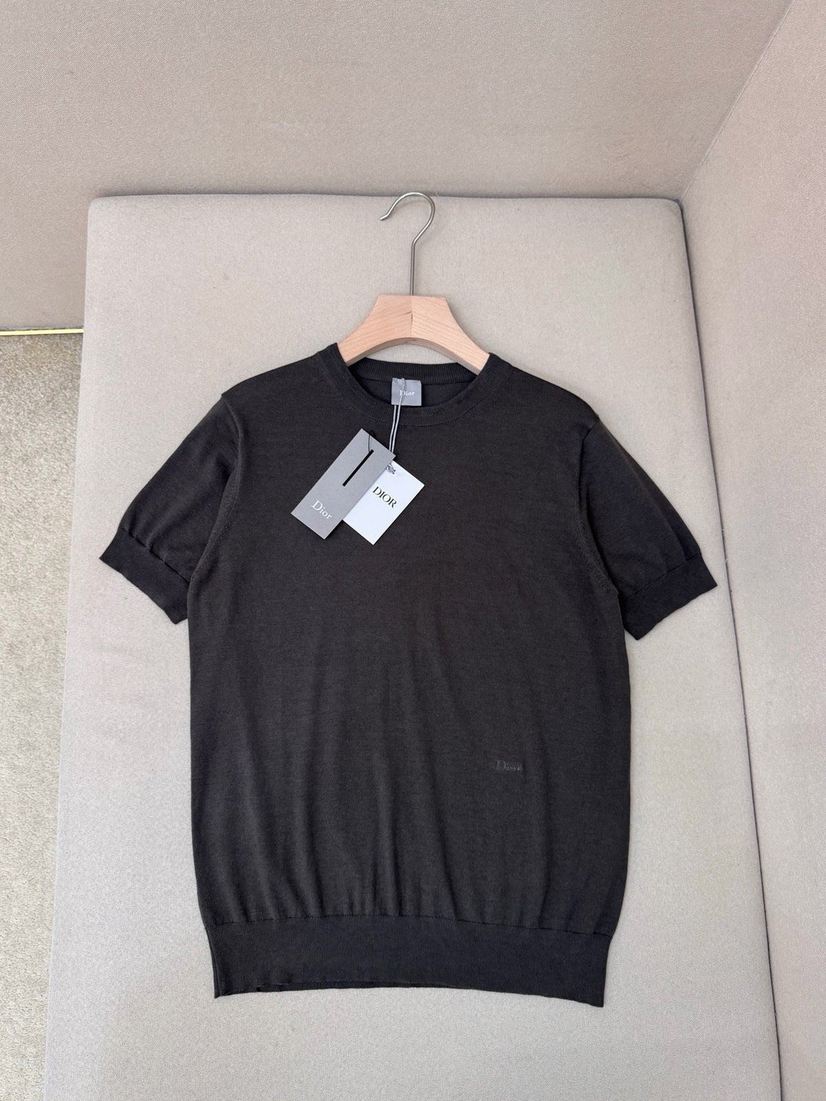 Navy Knit Plain Short-Sleeve - Men's