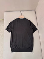 Navy Knit Plain Short-Sleeve - Men's