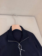 Navy Wool Plain Blouson - Men's