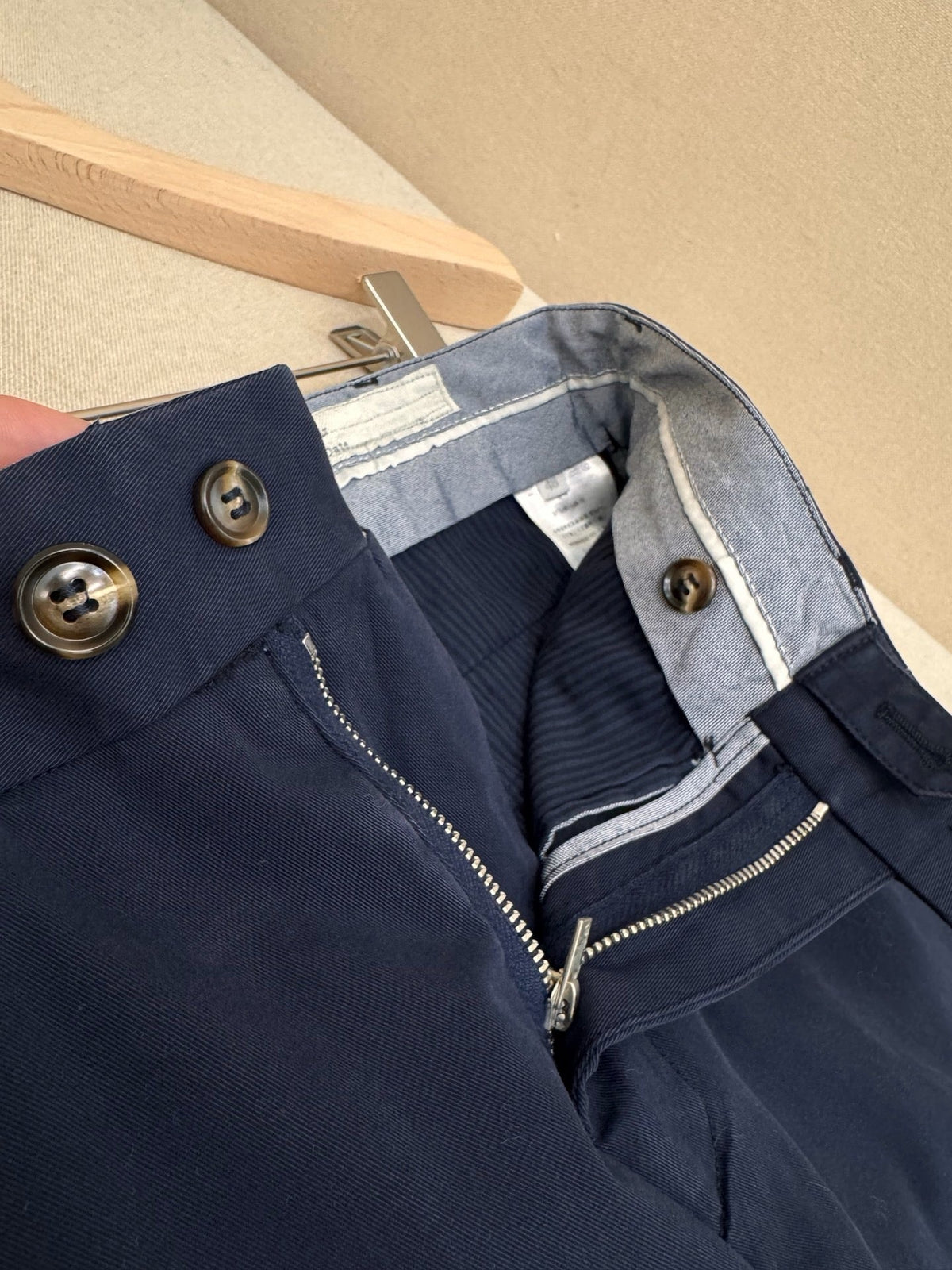 Navy Cotton Plain Straight - Men's