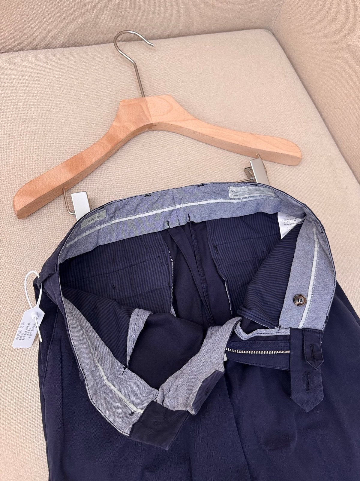 Navy Cotton Plain Straight - Men's