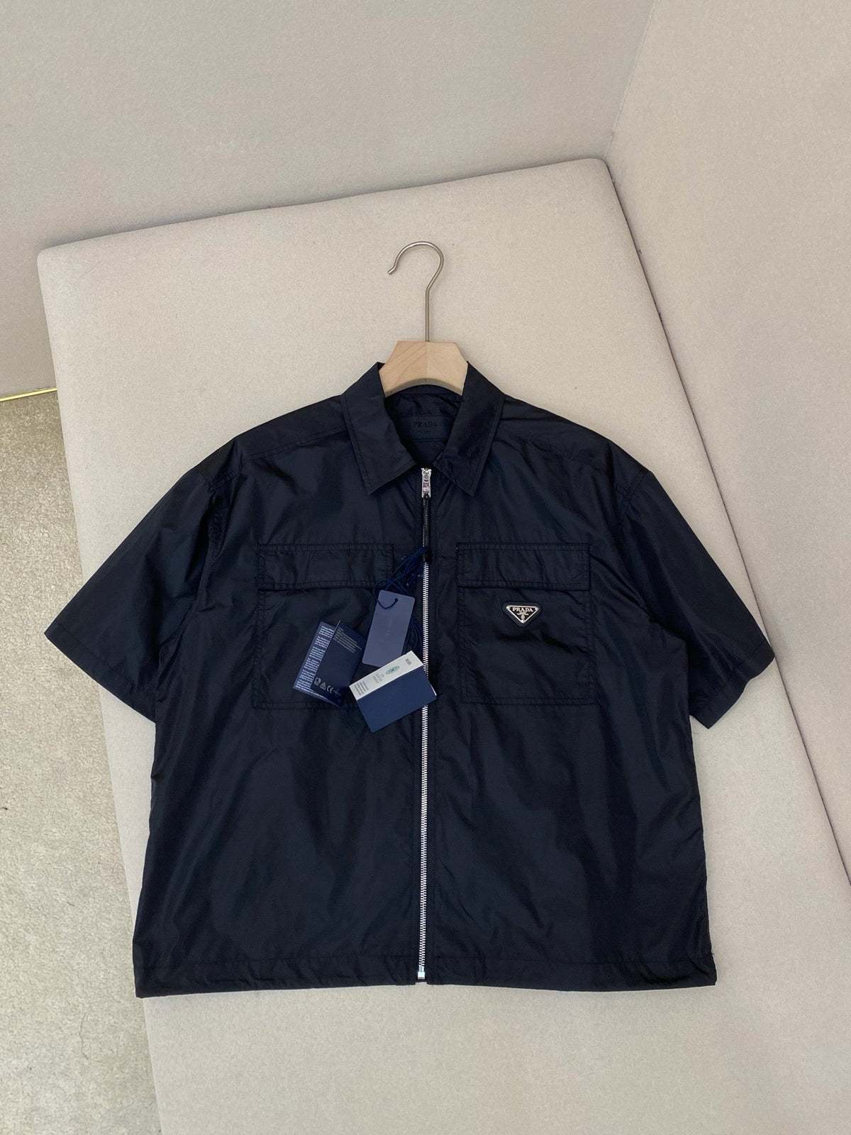 Navy Nylon Short-Sleeve Shirt Jacket - Men's