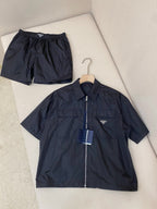 Navy Nylon Short-Sleeve Shirt Jacket - Men's