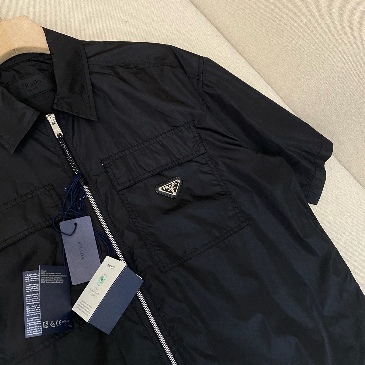 Navy Nylon Short-Sleeve Shirt Jacket - Men's
