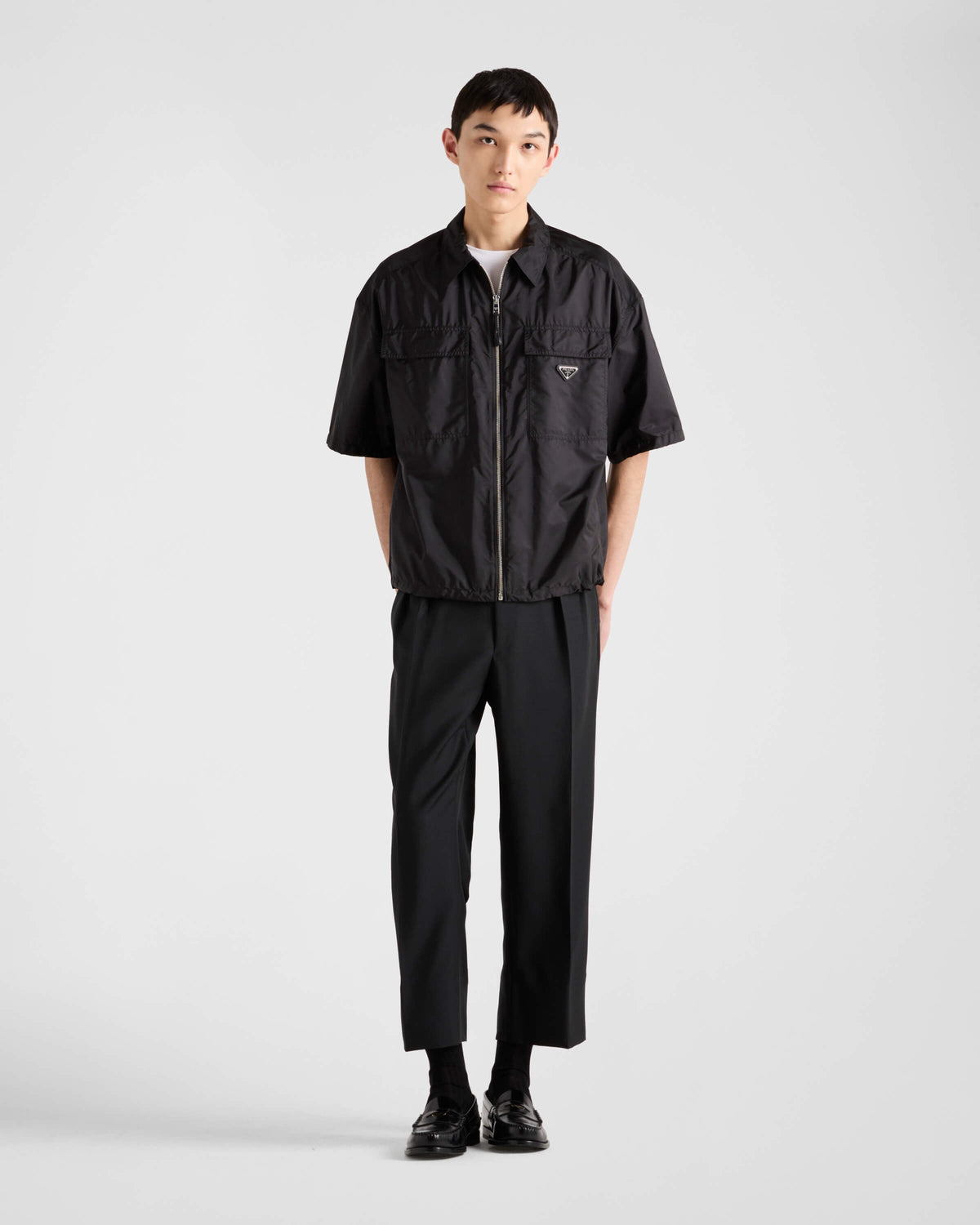 Navy Nylon Short-Sleeve Shirt Jacket - Men's