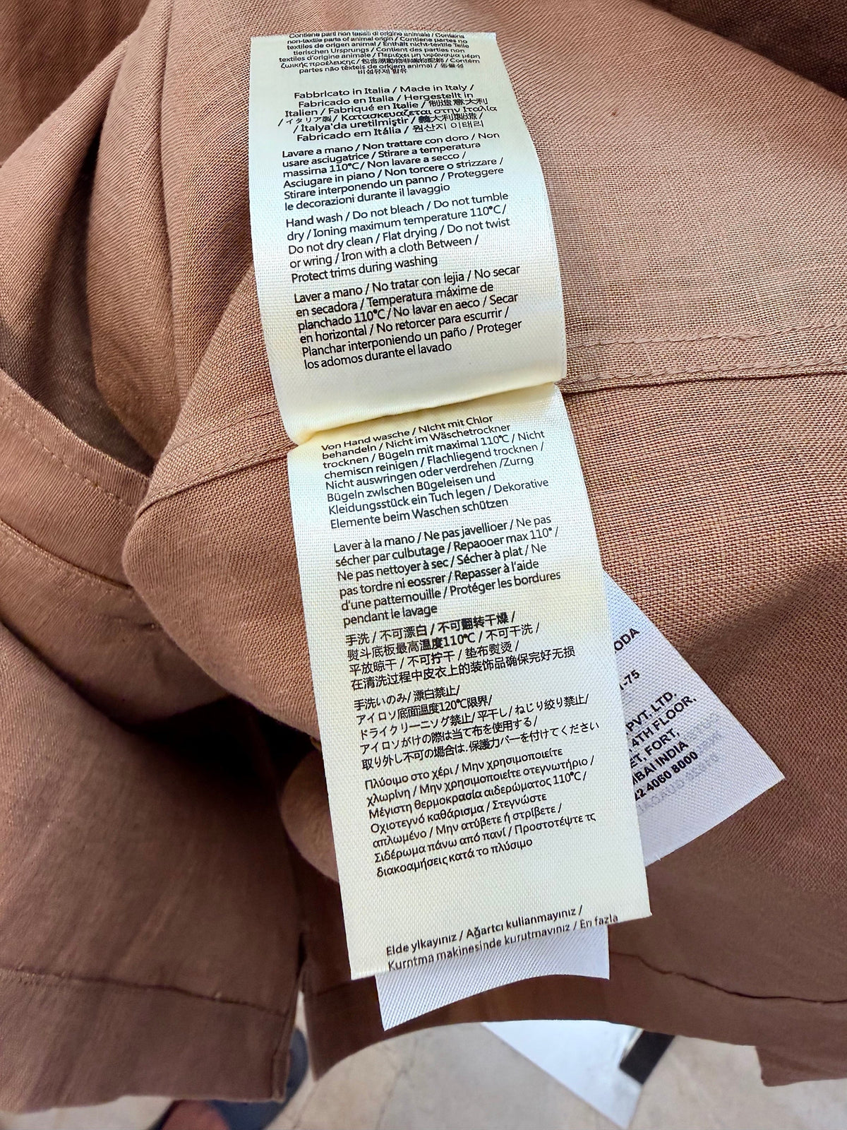 Brown Linen Plain Short-Sleeve - Men's