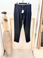 Black Cotton Plain Straight - Men's