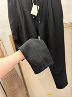 Black Cotton Plain Straight - Men's