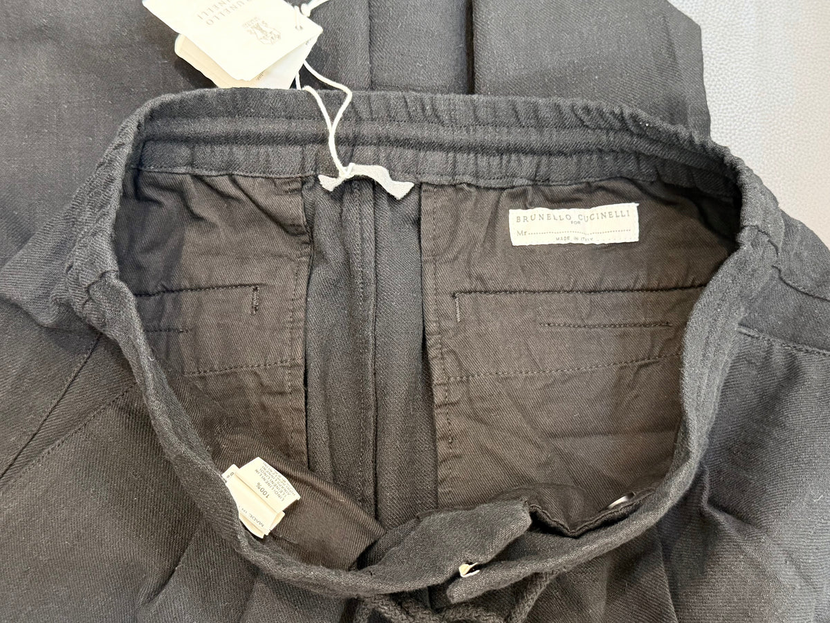 Black Cotton Plain Straight - Men's