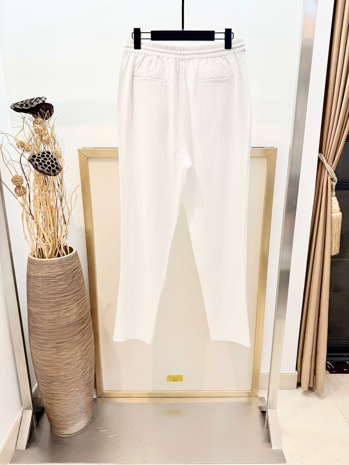 Black Cotton Plain Straight - Men's