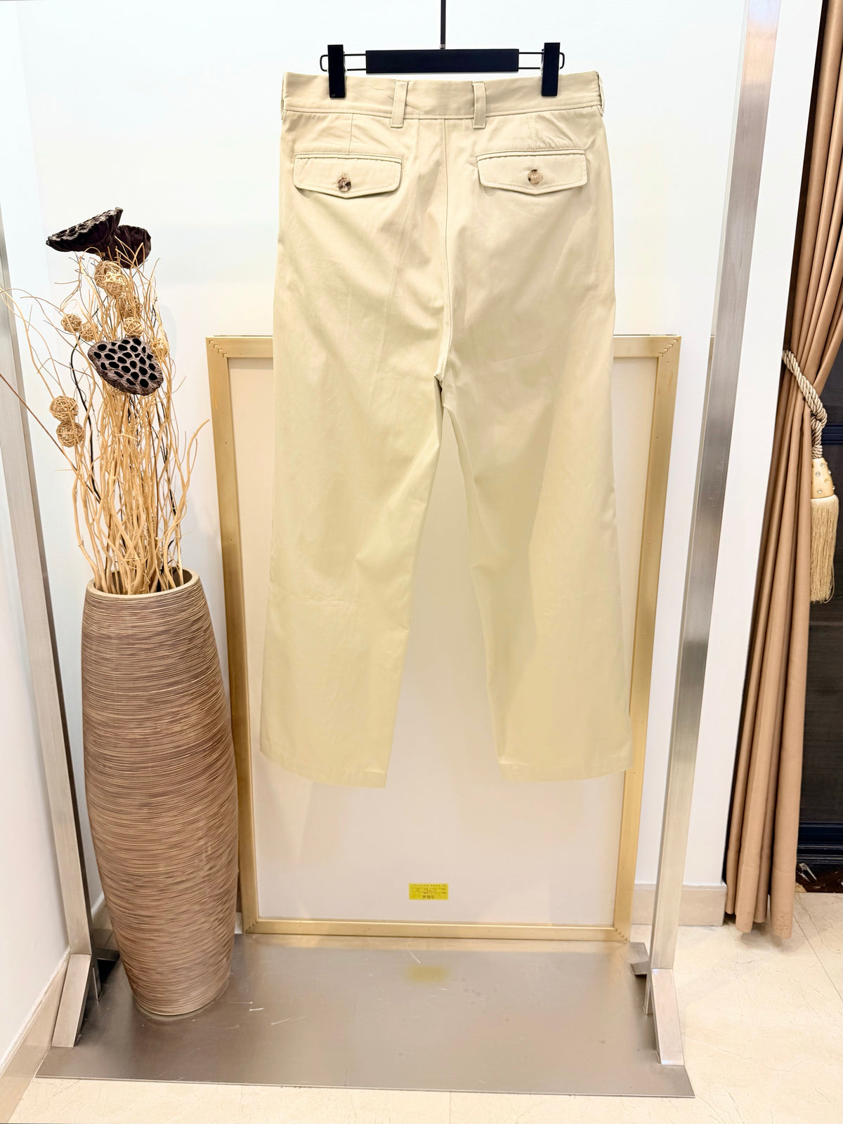 Cream Cotton Plain Wide-Leg - Men's