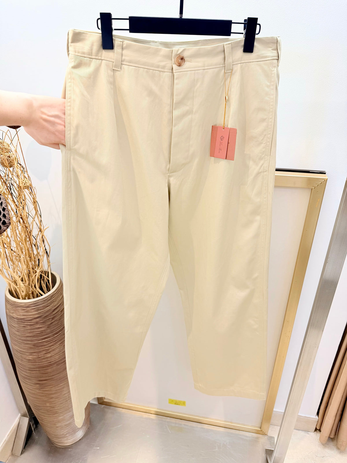 Cream Cotton Plain Wide-Leg - Men's