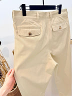 Cream Cotton Plain Wide-Leg - Men's