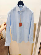 Navy Cotton Plain Long-Sleeve - Men's