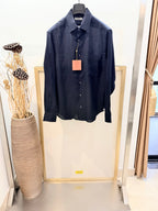 Navy Cotton Plain Long-Sleeve - Men's