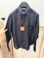 Navy Cotton Plain Long-Sleeve - Men's