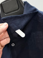 Navy Cotton Plain Long-Sleeve - Men's