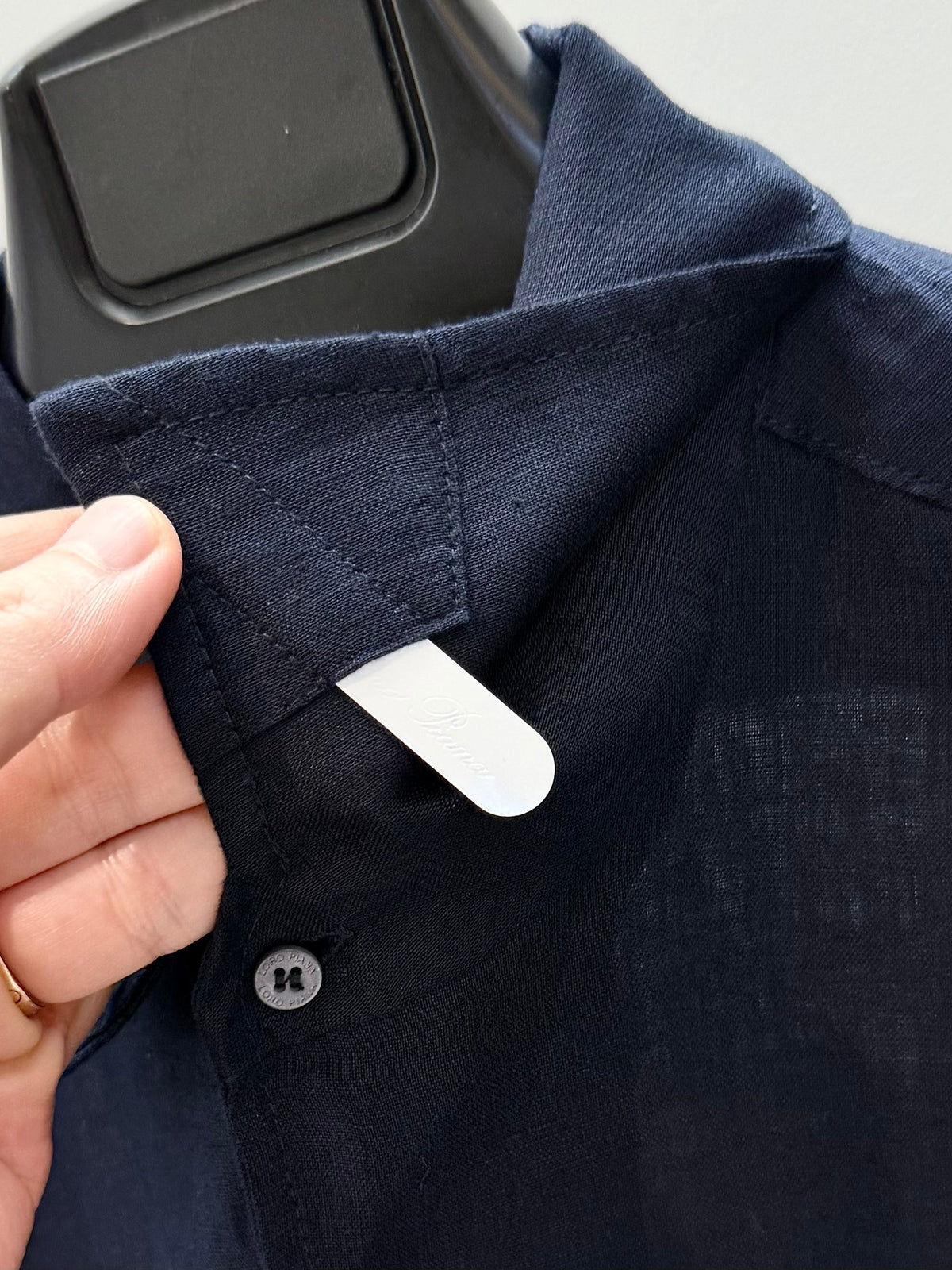 Navy Cotton Plain Long-Sleeve - Men's