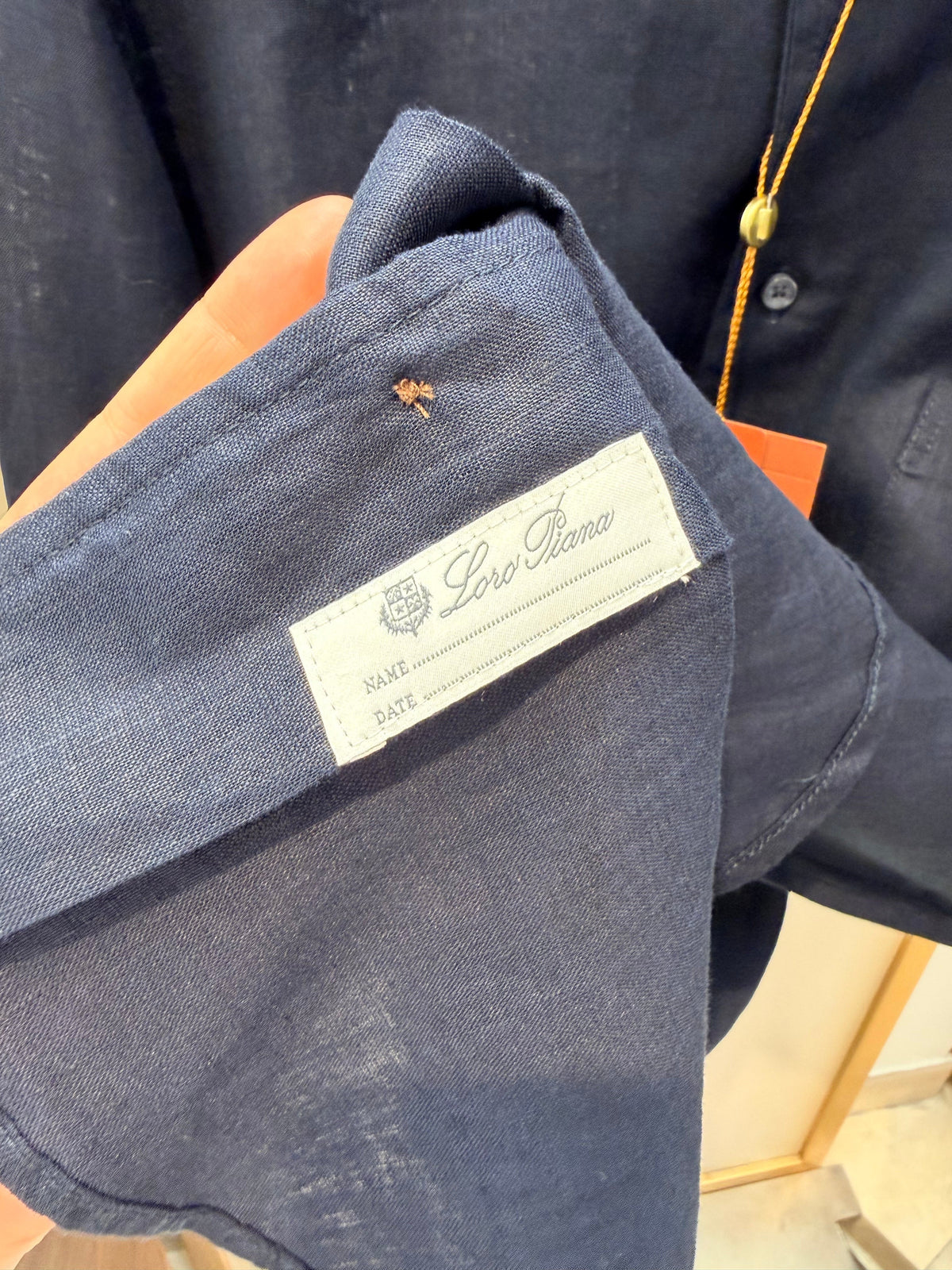 Navy Cotton Plain Long-Sleeve - Men's