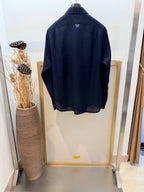 Navy Cotton Plain Long-Sleeve - Men's