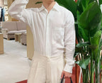 Navy Cotton Plain Long-Sleeve - Men's