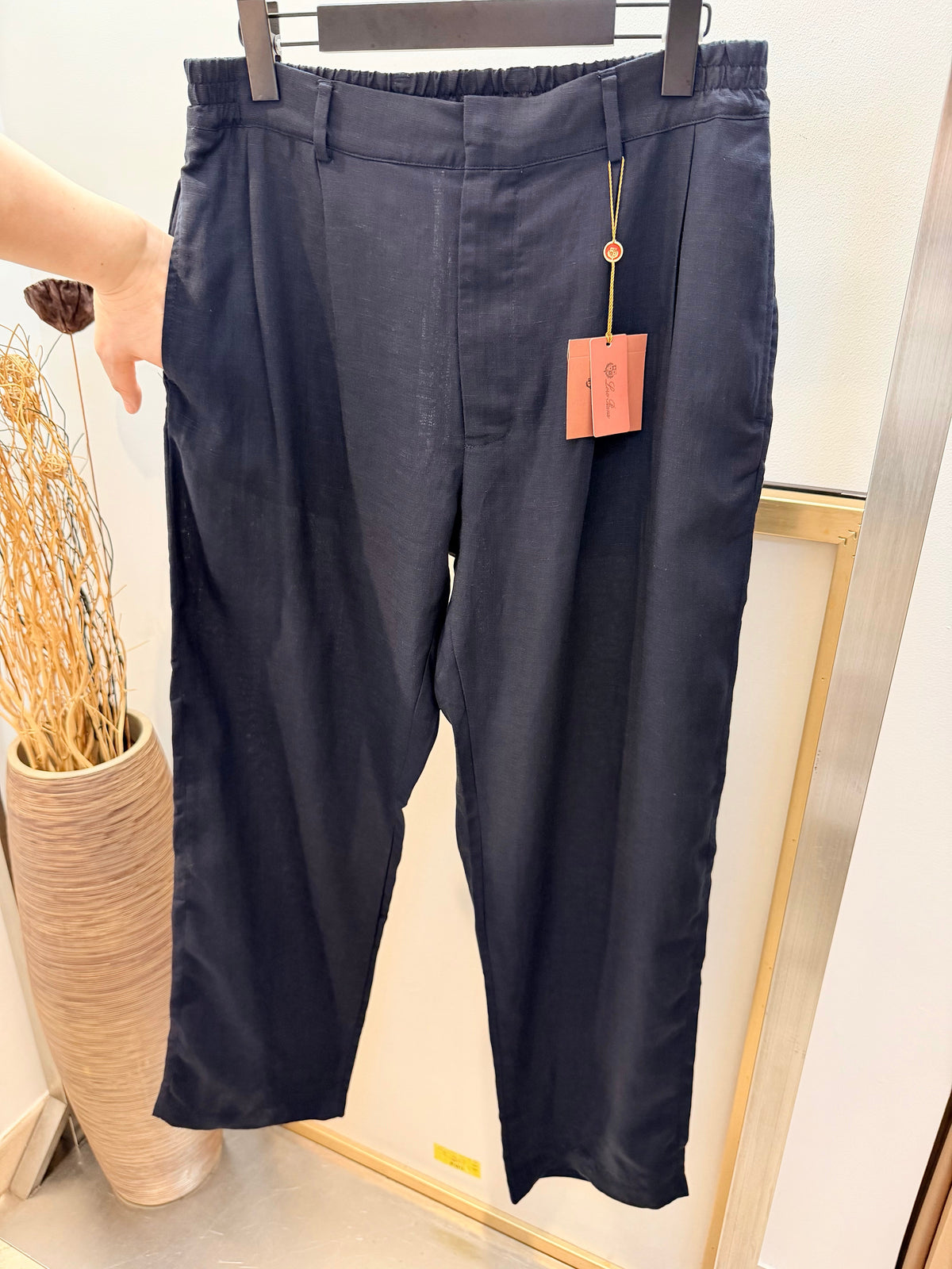 Navy Cotton Plain Wide-Leg - Men's