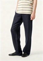 Navy Cotton Plain Wide-Leg - Men's