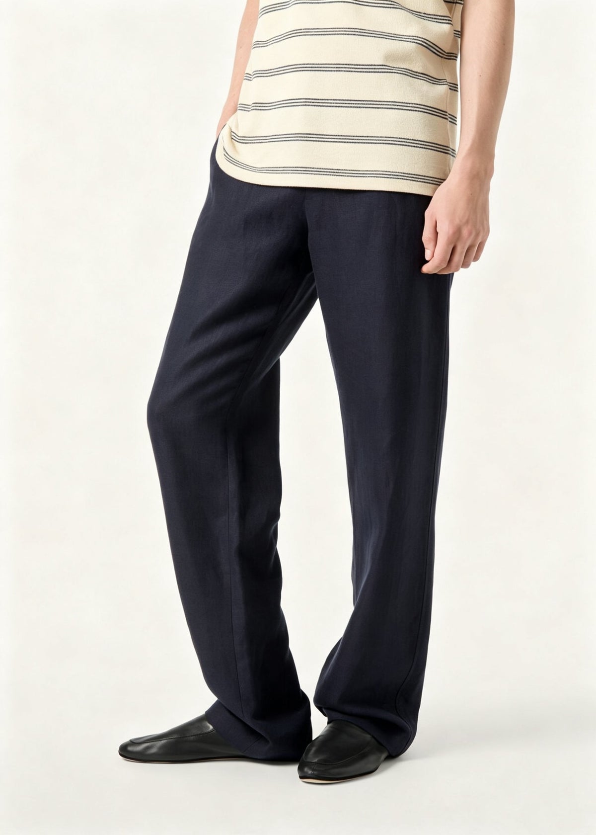 Navy Cotton Plain Wide-Leg - Men's