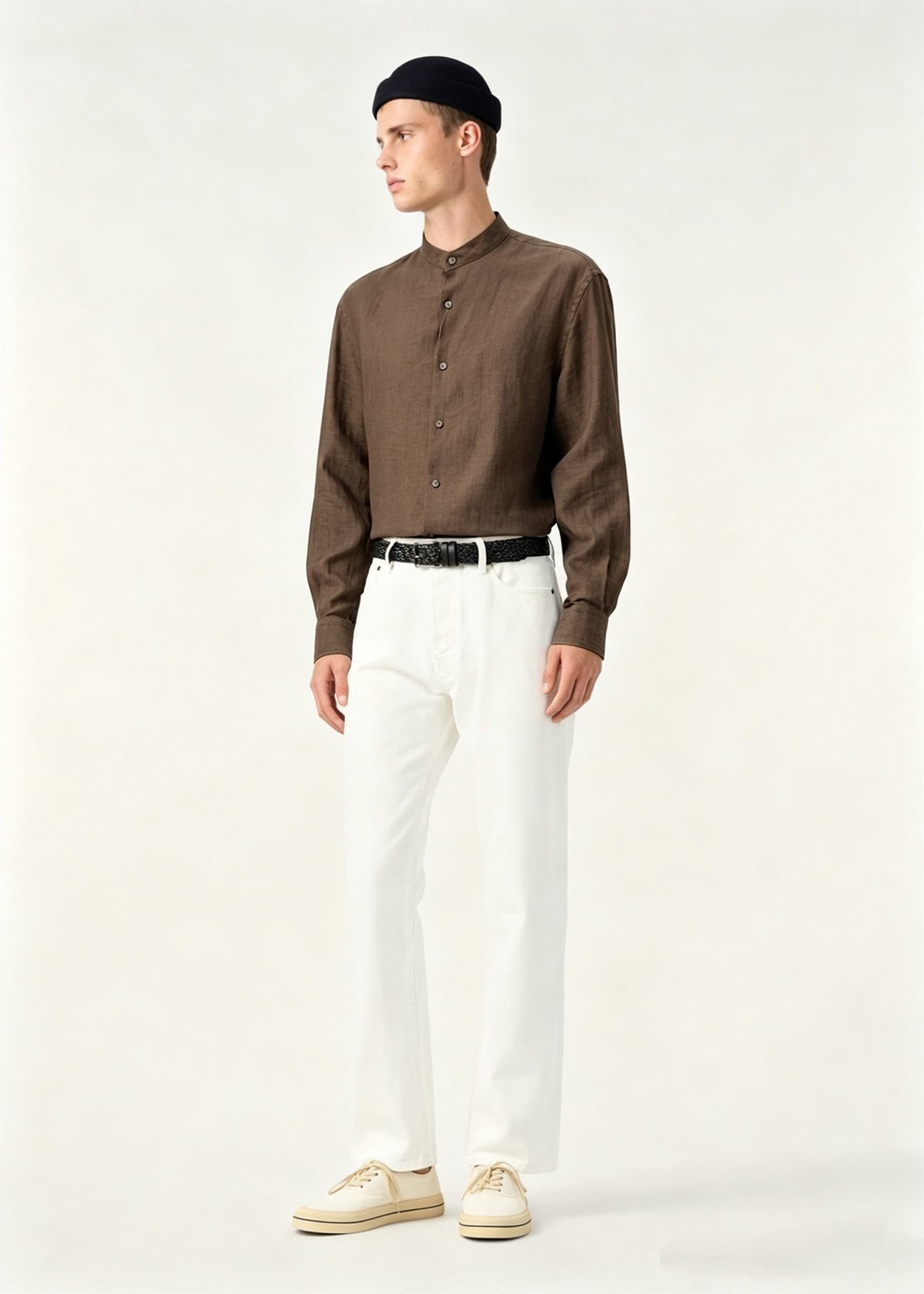 Navy Cotton Slim Long-Sleeve - Men's