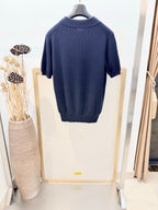 Navy Knit Contrast Trim Short-Sleeve - Men's