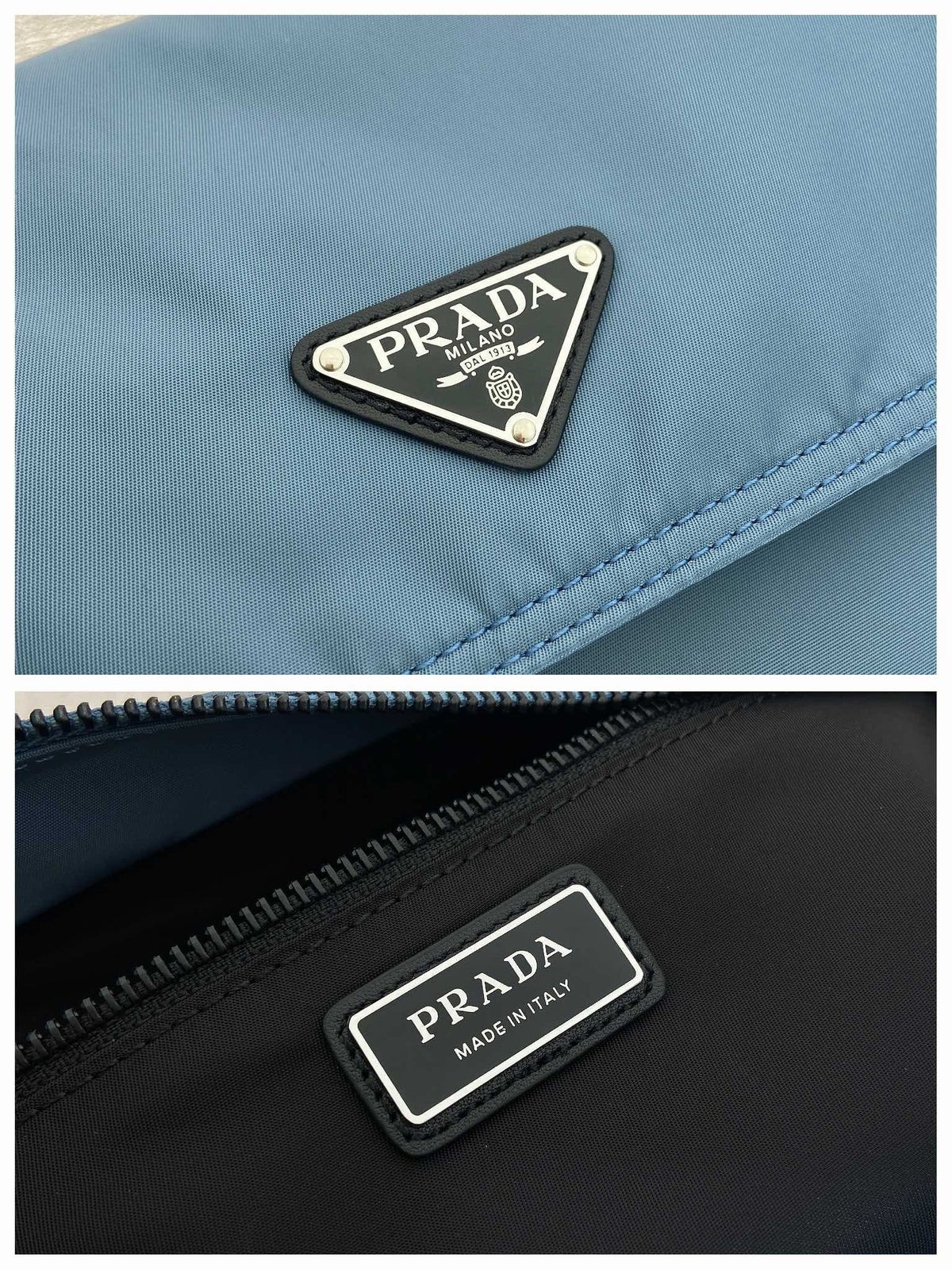 Light Blue Nylon Messenger Crossbody Bag
