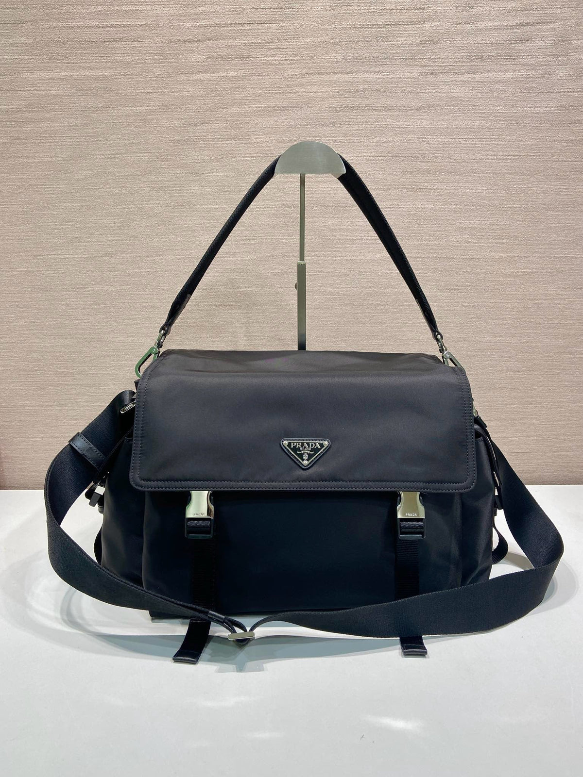Nylon Buckle Messenger Crossbody Bag