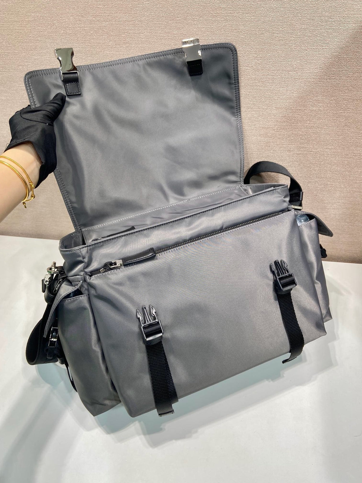 Nylon Buckle Messenger Crossbody Bag