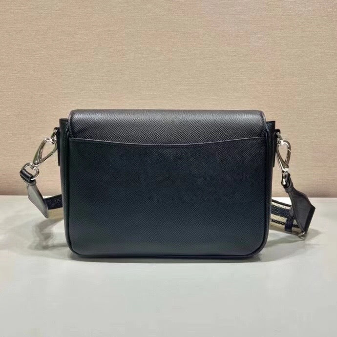 Leather Flap Logo Strap Crossbody Bag