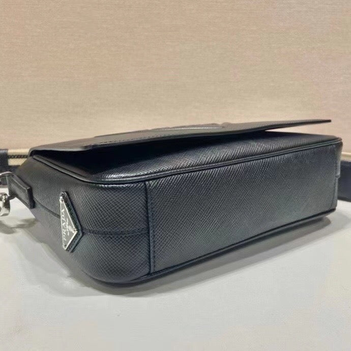 Leather Flap Logo Strap Crossbody Bag