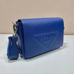 Leather Flap Logo Strap Crossbody Bag