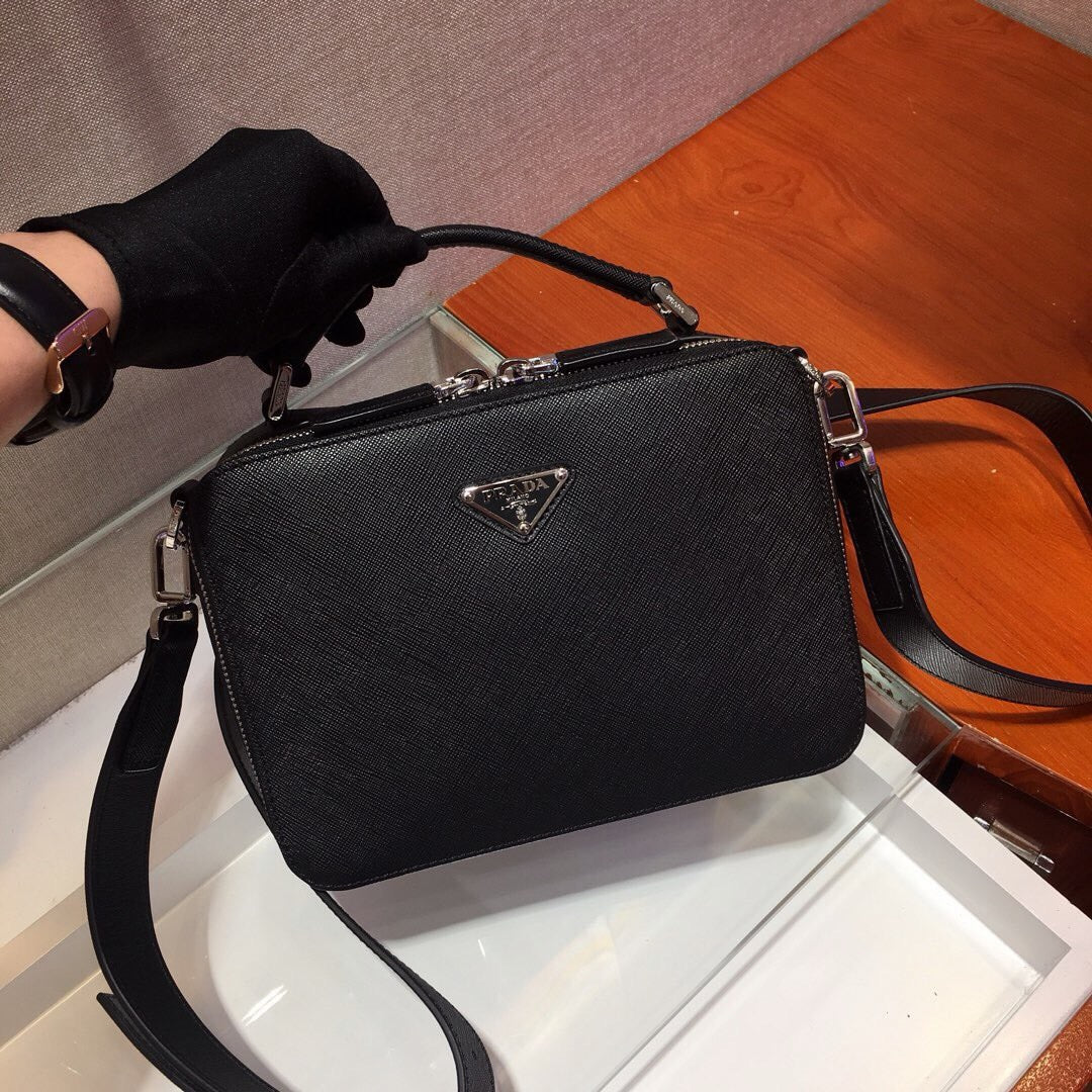 Leather Box Camera Crossbody Bag