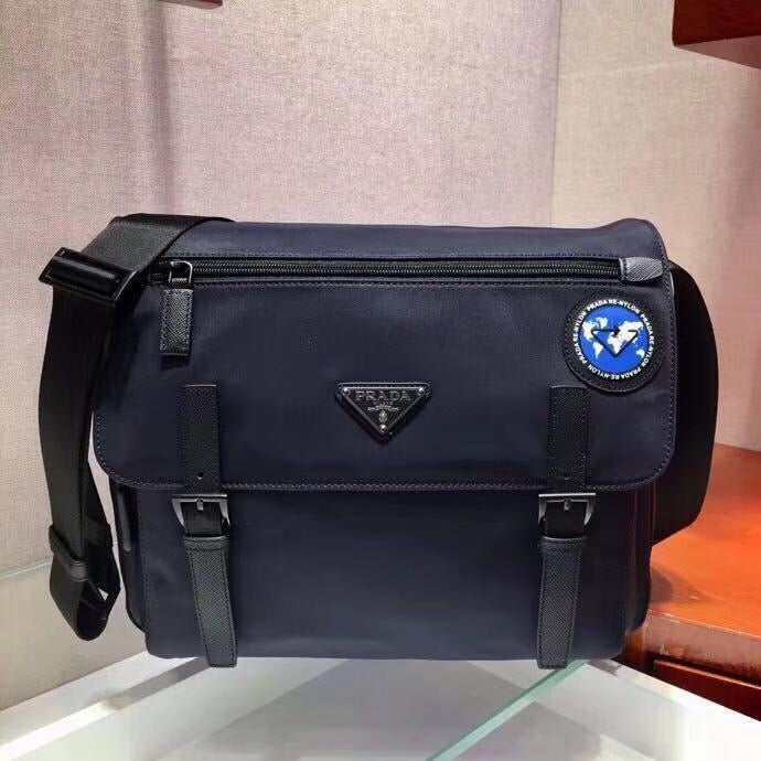 Nylon Messenger with Patch Crossbody Bag