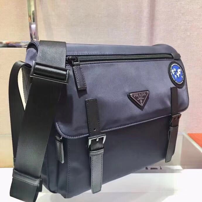 Nylon Messenger with Patch Crossbody Bag